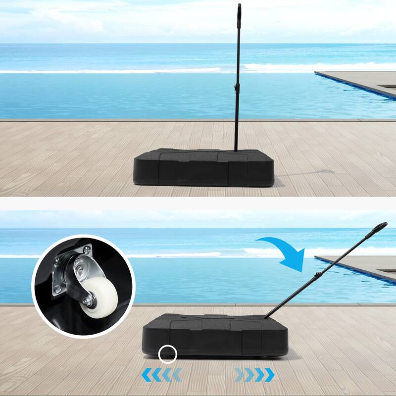 11 FT Outdoor Solar-Powered LED Light Aluminum Patio Cantilever Umbrella with Base