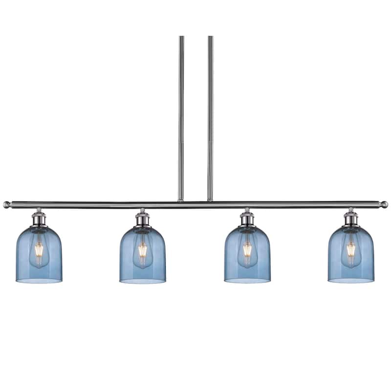 Innovations Lighting 516-4I-10-48 Bella Pendant Bella 4 Light 48" Wide - Brushed Satin Nickel / Princess Blue