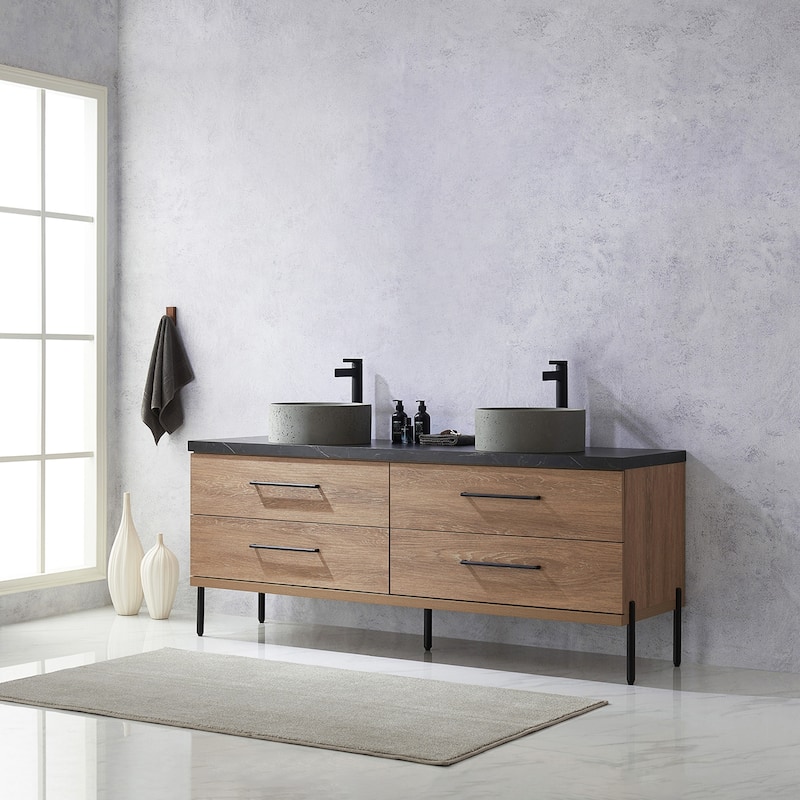 Trento Bath Vanity with Sintered Stone Top with Concrete Sink (R)