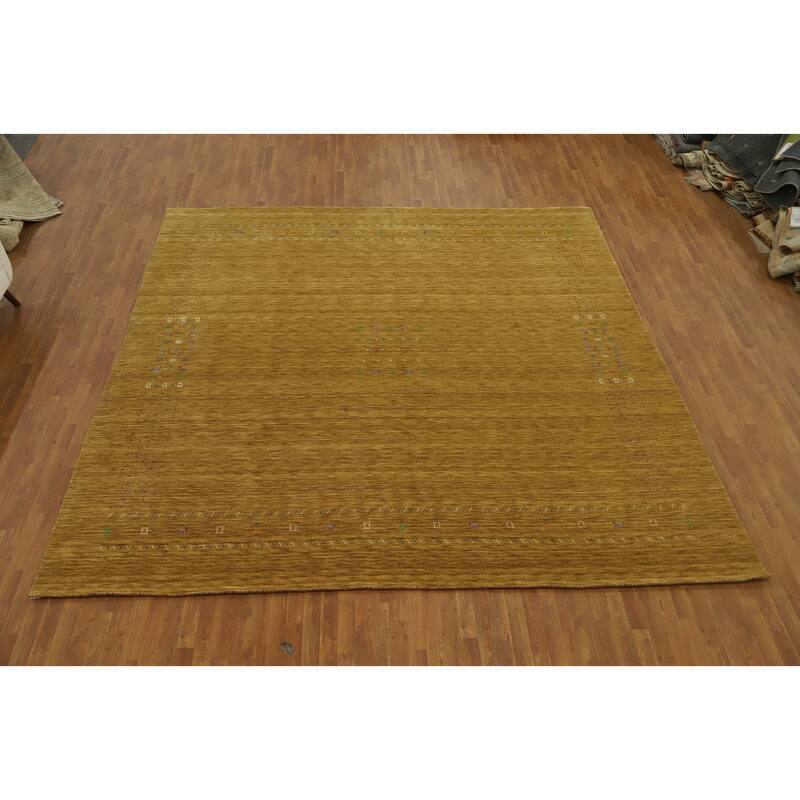 Hand Knotted Oriental 100% Wool Carpet Tribal Animal Pictorial Yellow & Gold Gabbeh Area Rug - 11' 10'' X 11' 10''