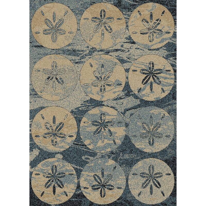 American Destination Sand Harbor Blue Coastal Area Rug - 5'3"x7'3"