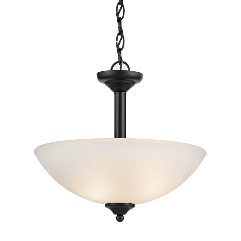 Kichler Lighting Jolie 2-Light Pendant Semi Flush with Satin Etched Glass in Black