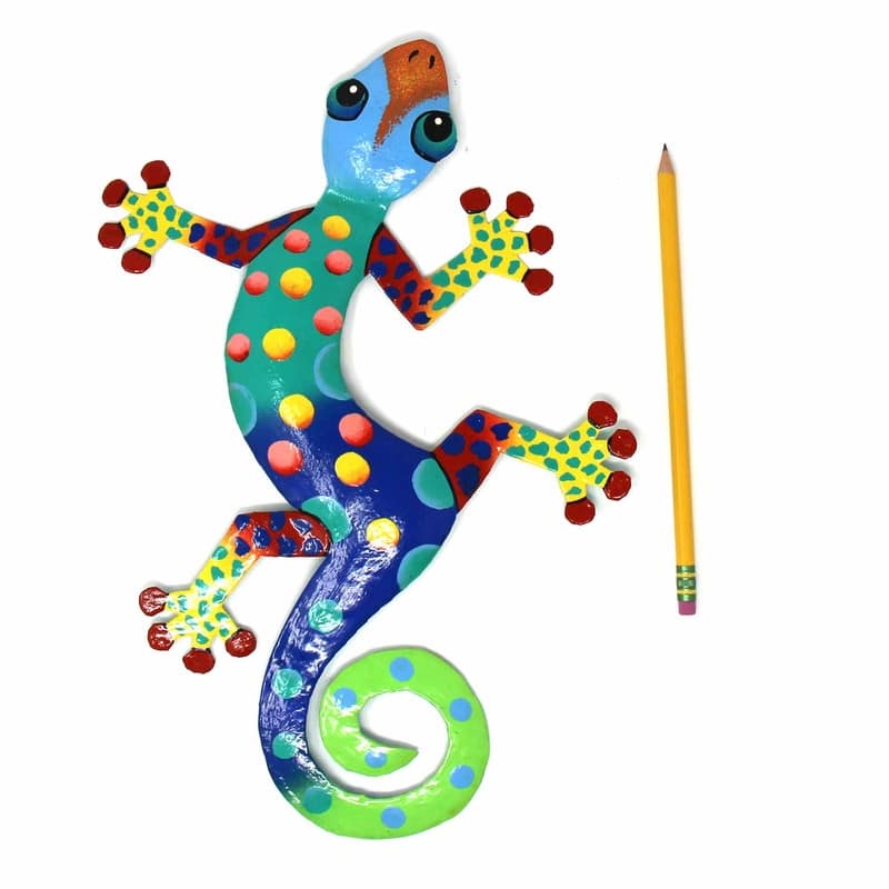 Handmade Recycled Metal Gecko Wall Art (Haiti)