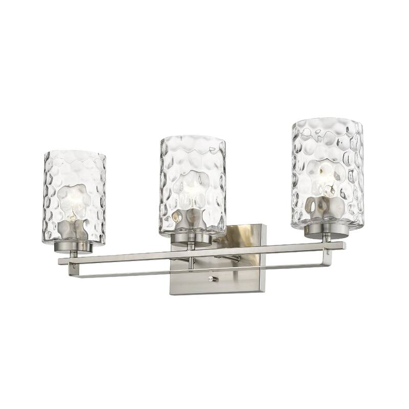 120 Voltage Transitional Flush Mount Vanity Light with Clear Glass Shade and Dimmable Hardwired Fixture - 3 - Satin-Nickel