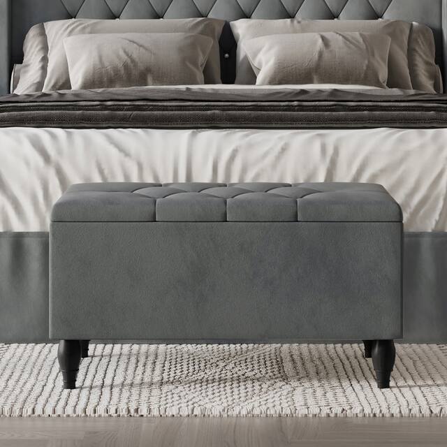 CraftPorch 2 Piece Bedroom Set in Luxurious Velvet Wingback Panel Upholstered Bed