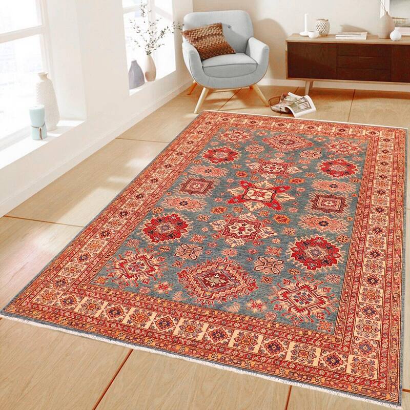Super Kazak Cherise Green/Beige Wool Rug (8'2 x 10'2) - 8'2" x 10'2"