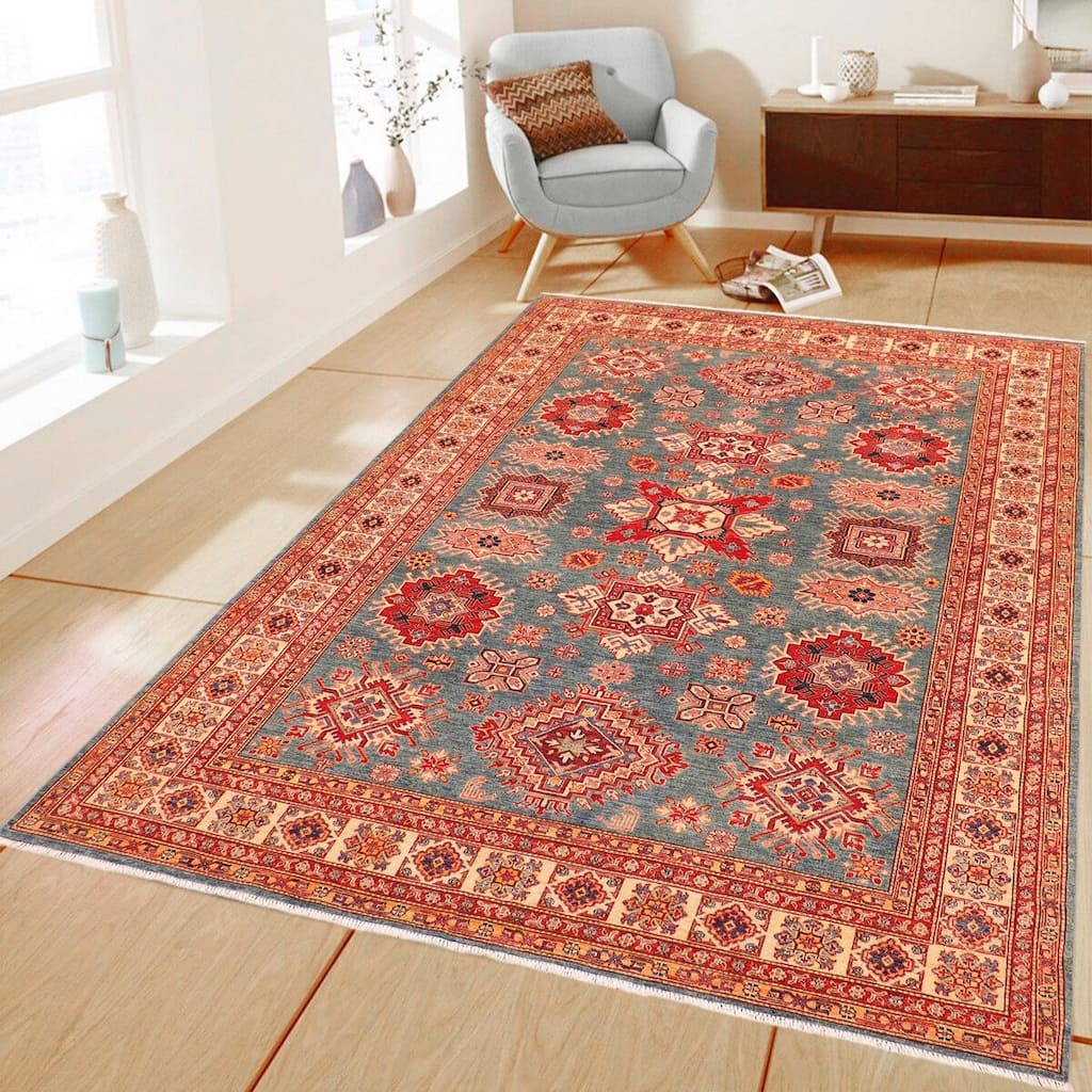 Super Kazak Cherise Green/Beige Wool Rug (8'2 x 10'2) - 8'2" x 10'2"