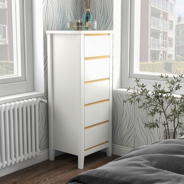 DH Basic Mod Modern White 5 Drawer Lingerie Chest by Denhour