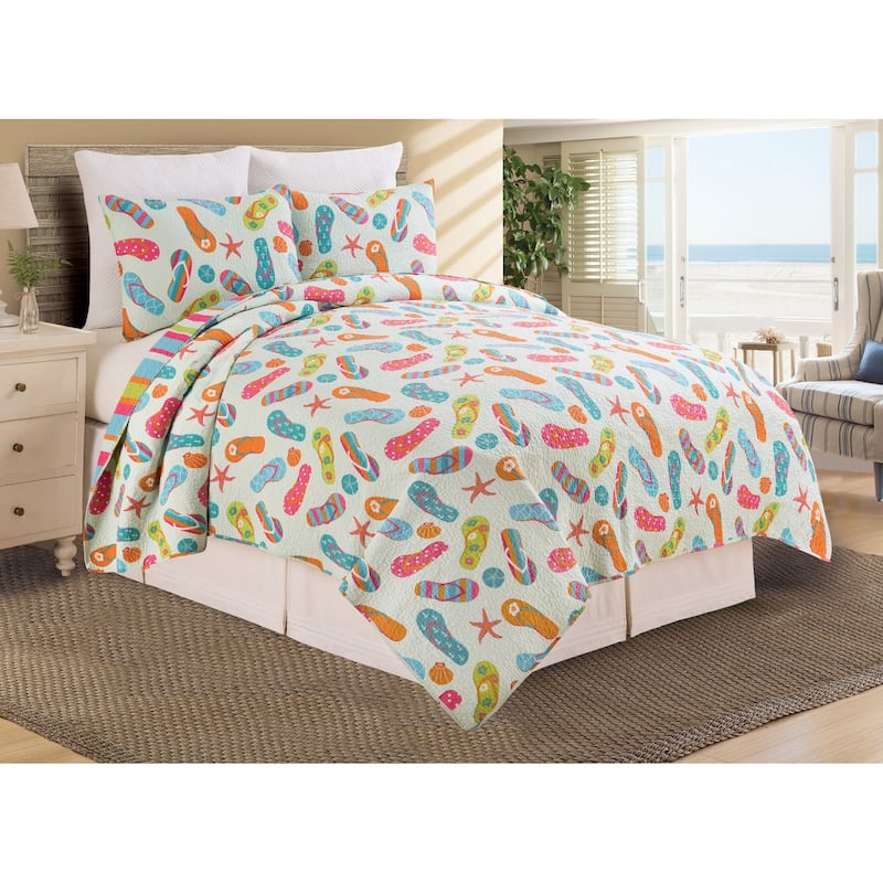Flip Flop Life Coastal Beach Theme Quilt Beach Mini Set