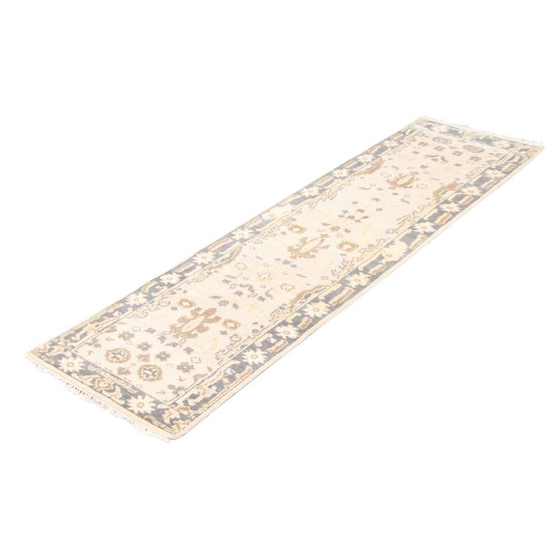 ECARPETGALLERY Hand-knotted Royal Oushak Grey Tip Wool Rug - 2'7 x 9'9