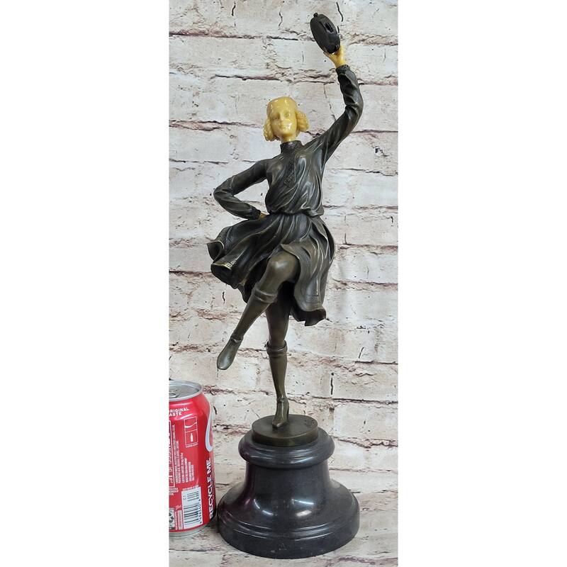 Russian Tambourine Dancer Bronze Metal Resin Head Sculpture Statue Marble Base