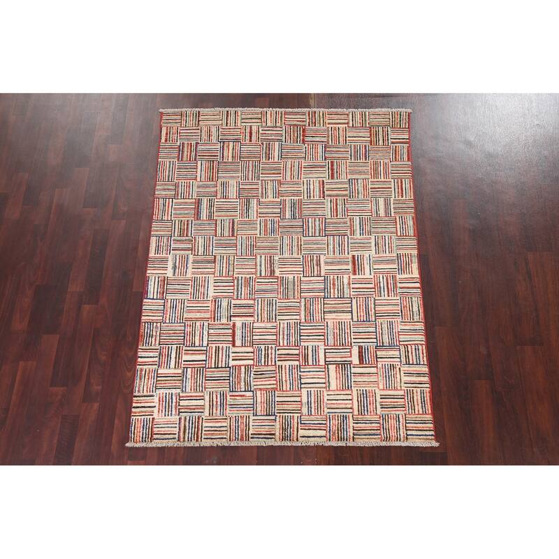 Gabbeh Kashkoli Area Rug Wool Hand-knotted Contemporary Foyer Carpet - 4'7" x 6'3"
