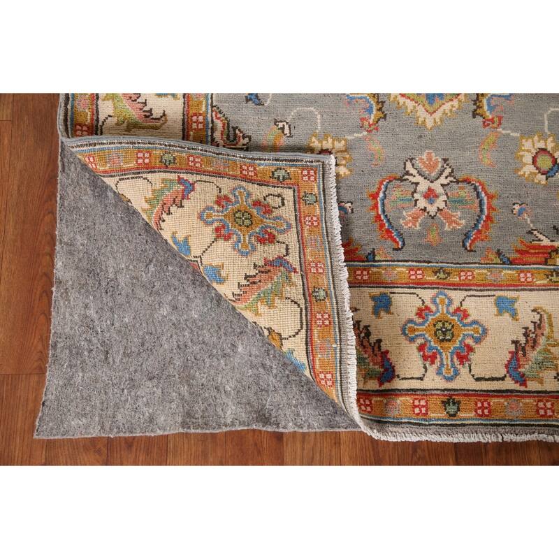 Gray Kazak Oriental Area Rug Hand-Knotted Wool Carpet - 4'1"x 6'4"