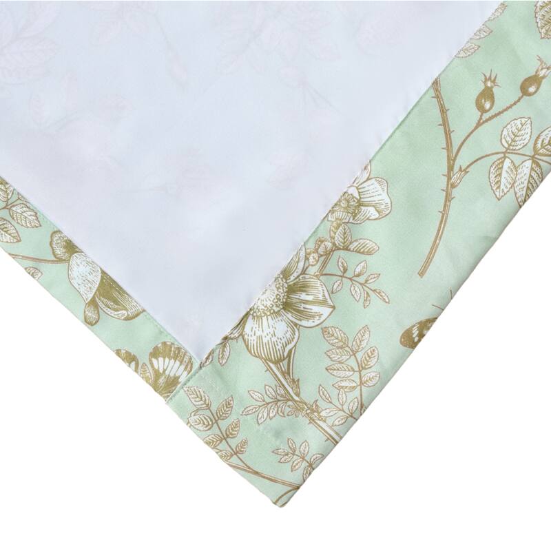 Vola 2 Panel Curtain Set, Light Mint Green Microfiber, Floral Pattern