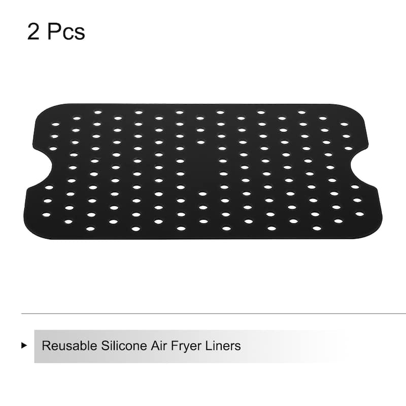 Reusable Silicone Air Fryer Liners 5x8 Inch Black, Pack of 2 - Black