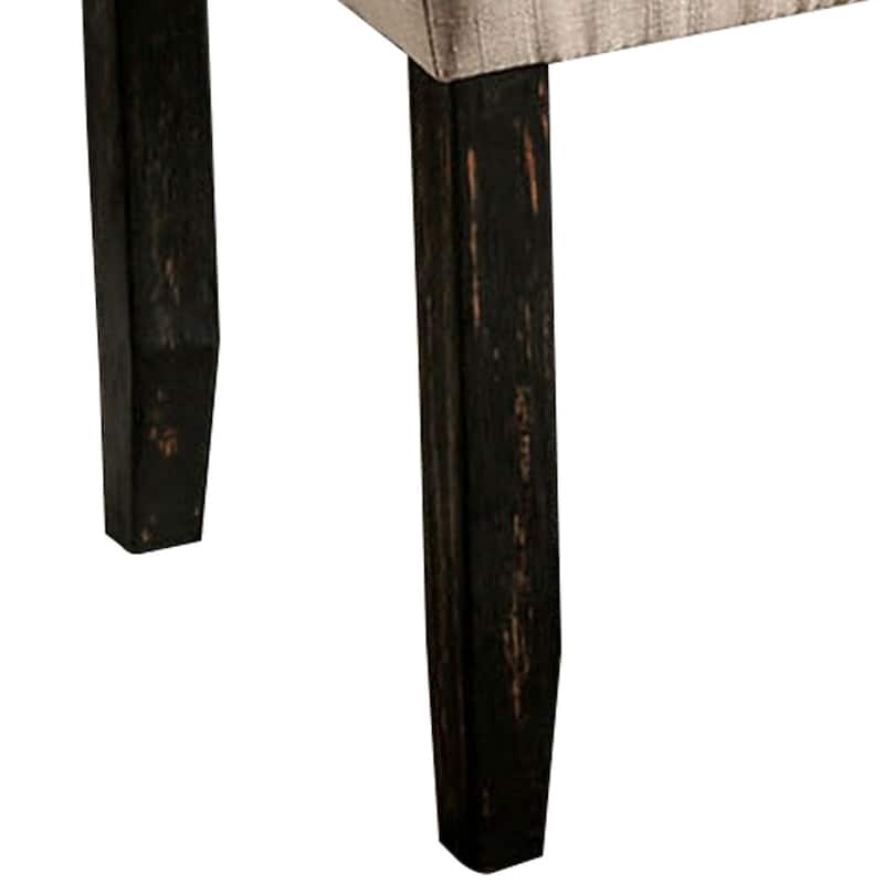 Rectangular Fabric Bench with Wooden Tapered legs, Charcoal Gray