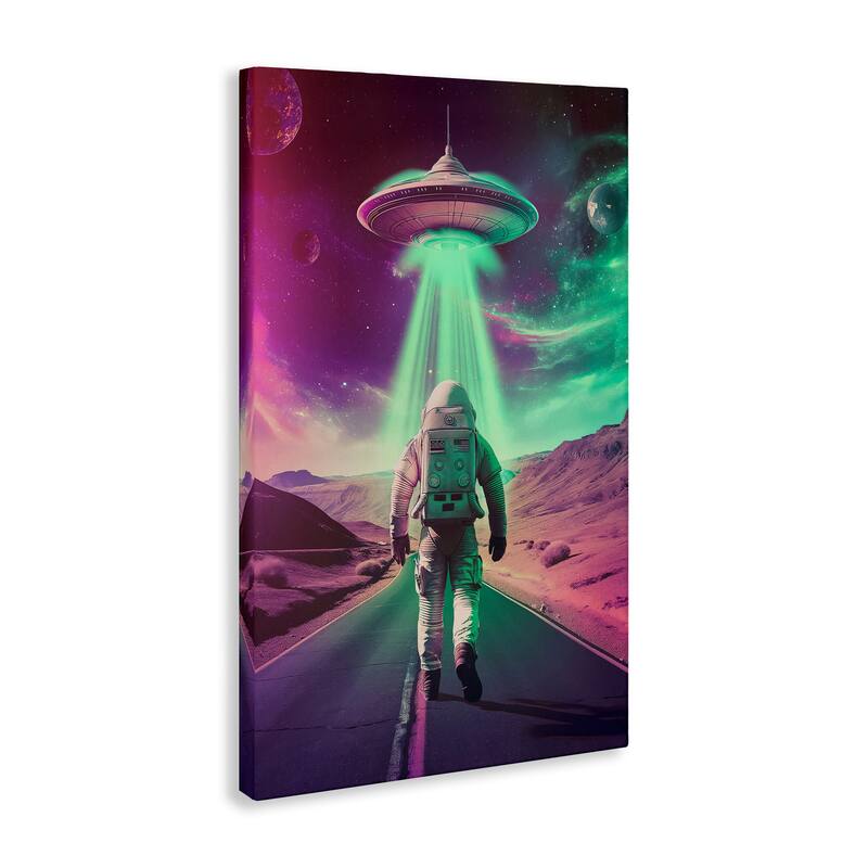 Stupell Astronaut Walking Toward UFO Canvas Wall Art Design By Wumples