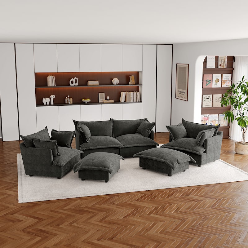 Double Layer Cushion Comfy Cloud Modular Sectional Sofa Set