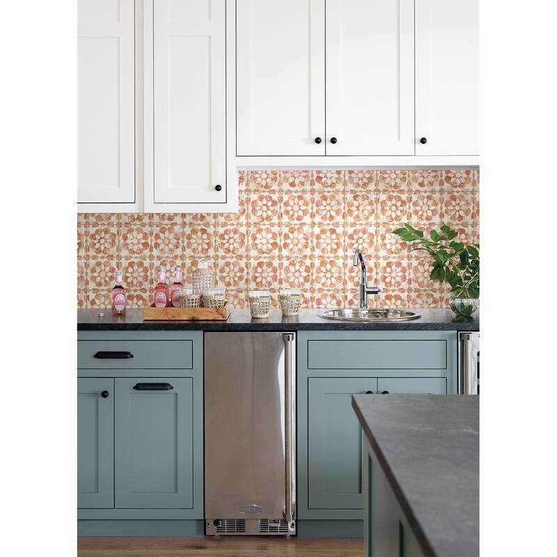 Advantage Izeda Coral Floral Tile Wallpaper