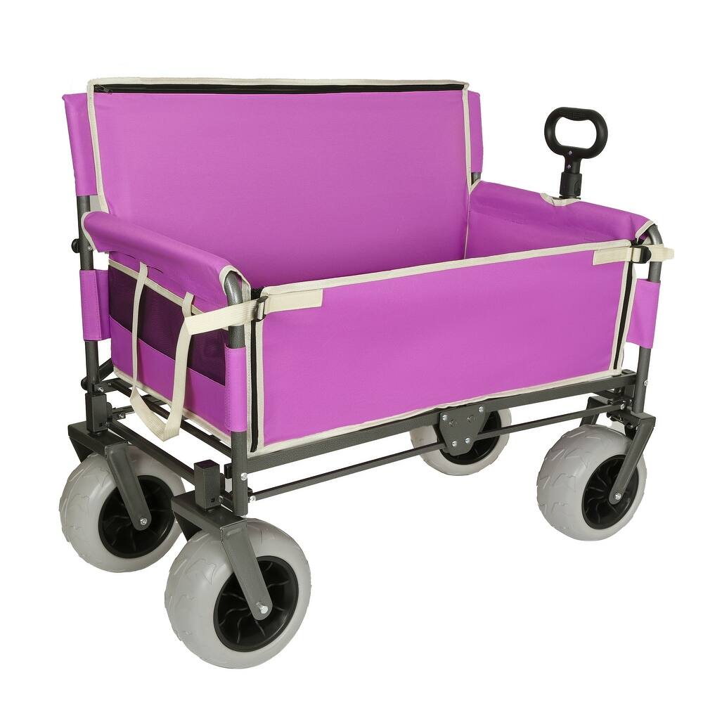 All-in-One Folding Wagon with Seat & Storage