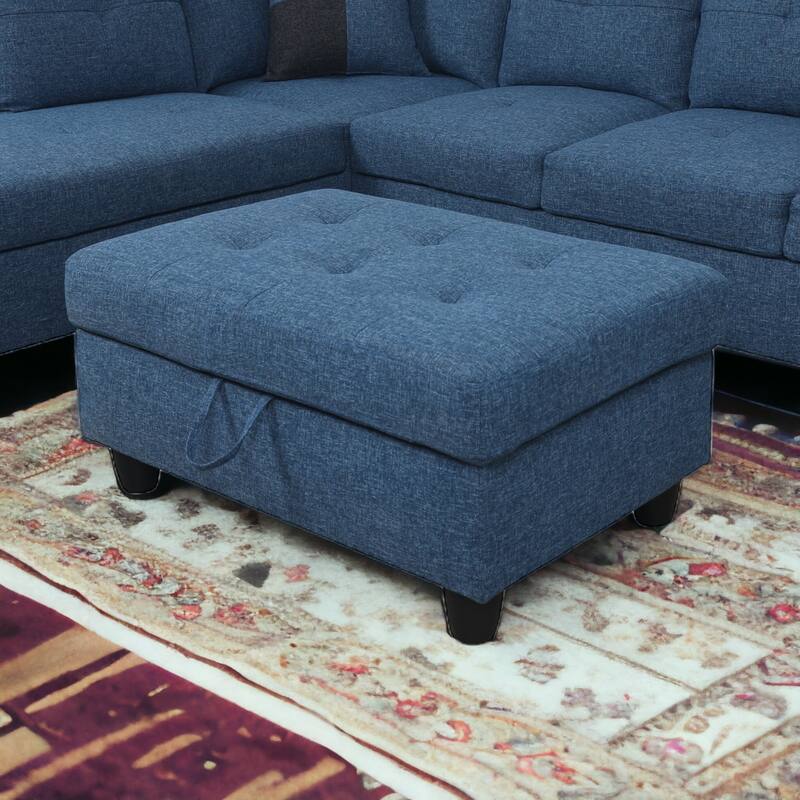 KISRAIS 34" Wide Upholstered Storage Ottoman