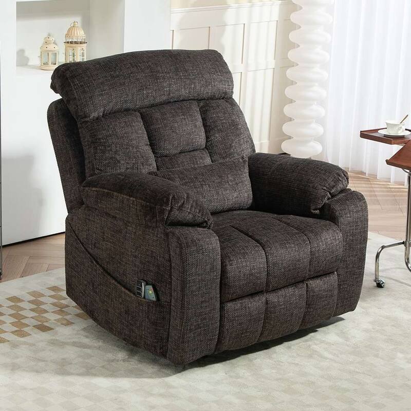 Upgraded Flagship 4-Motor Independent Control Oversized 180° Lay Flat Chenille Power Lift Recliner Chair