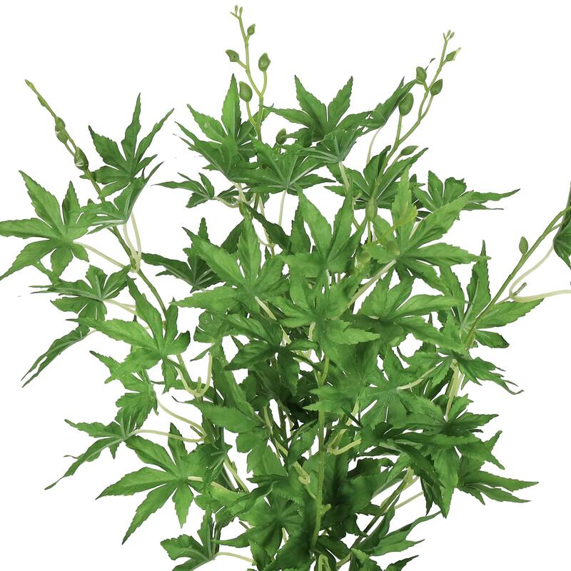 Set of 2 Artificial Japanese Maple Leaf Stem Plant Greenery Bush 19in - 19" L x 10" W x 10" DP - 19" L x 10" W x 10" DP - Green