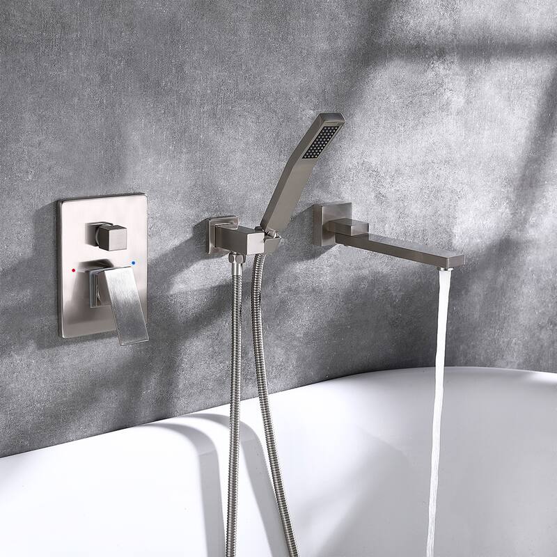 Solid Brass Wall Mounted Roman Tub Faucet with Swivel Tub Spout and Rough-in Valve