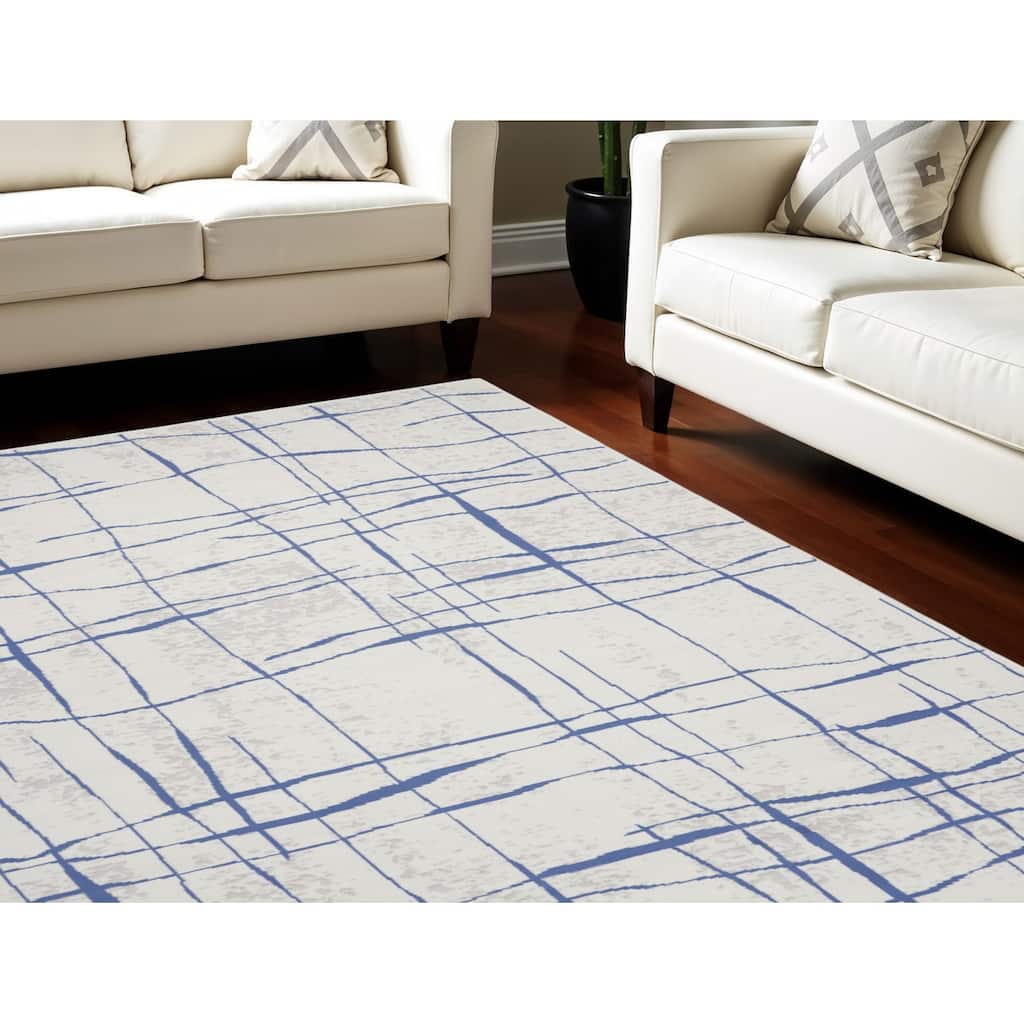Dulok Power Loomed Distressed Geometric Abstract Modern Non Skid Stain Resistant Area Rug By HomeRoots - 138' X '100' X '0.39