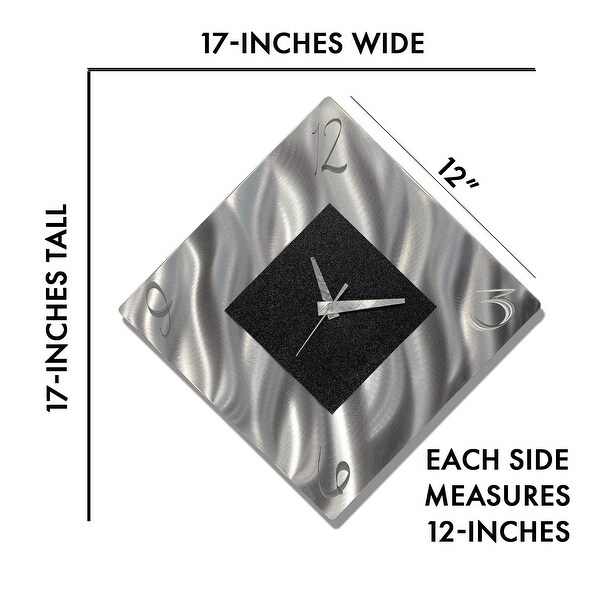 John Allen metal wall art clock Statements2000 Silver & Black 3D
