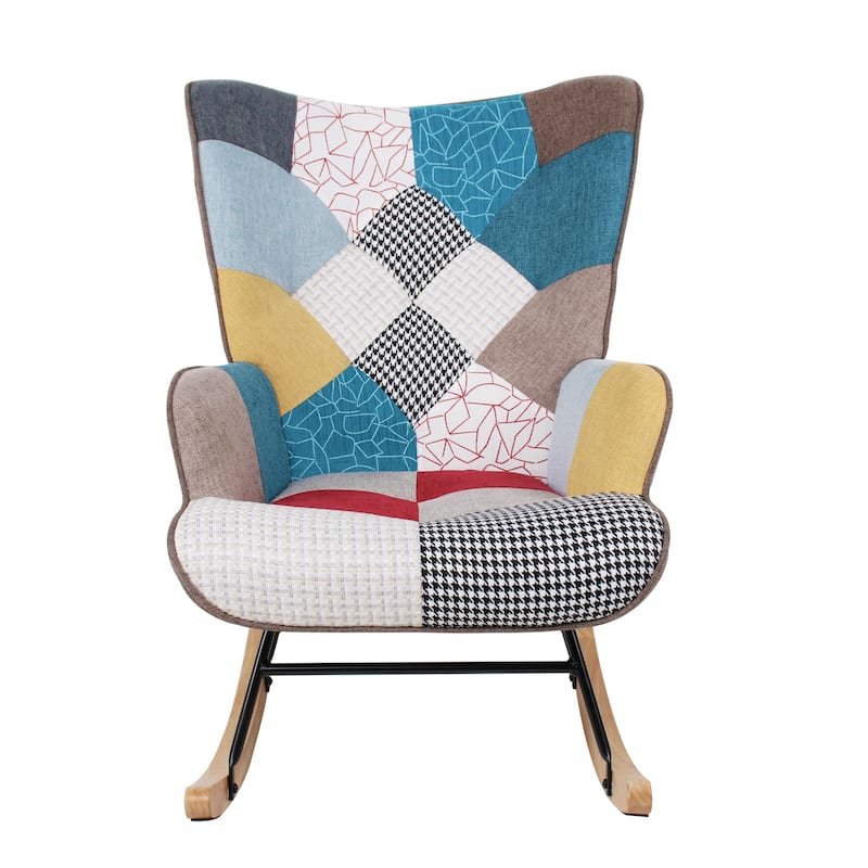 Comfortable Rocking Chair with Ottoman, Ideal for Relaxing in the Living Room or Bedroom.