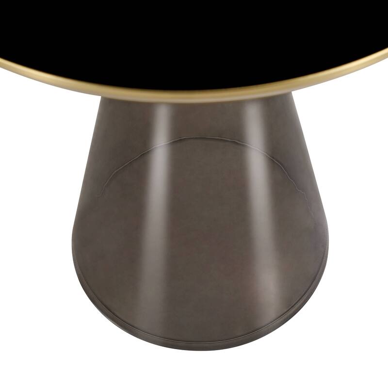 19-Inch Side Table Round Glass Tabletop End Table with Gold Iron Rim and Glass Base
