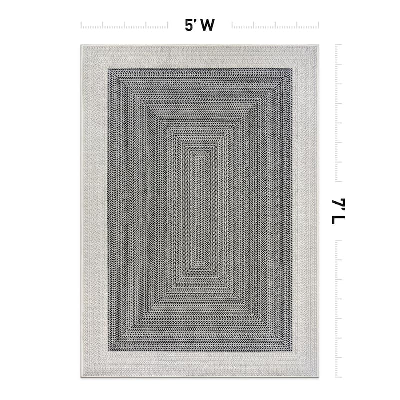 World Rug Gallery Contemporary Braided Weather Resistant Reversible Indoor/Outdoor Area Rug