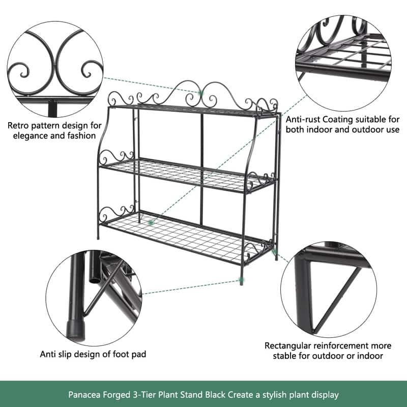 3 Tier Metal Lace Plant Stand Shelf Multilayer Potted Planters Display Rack