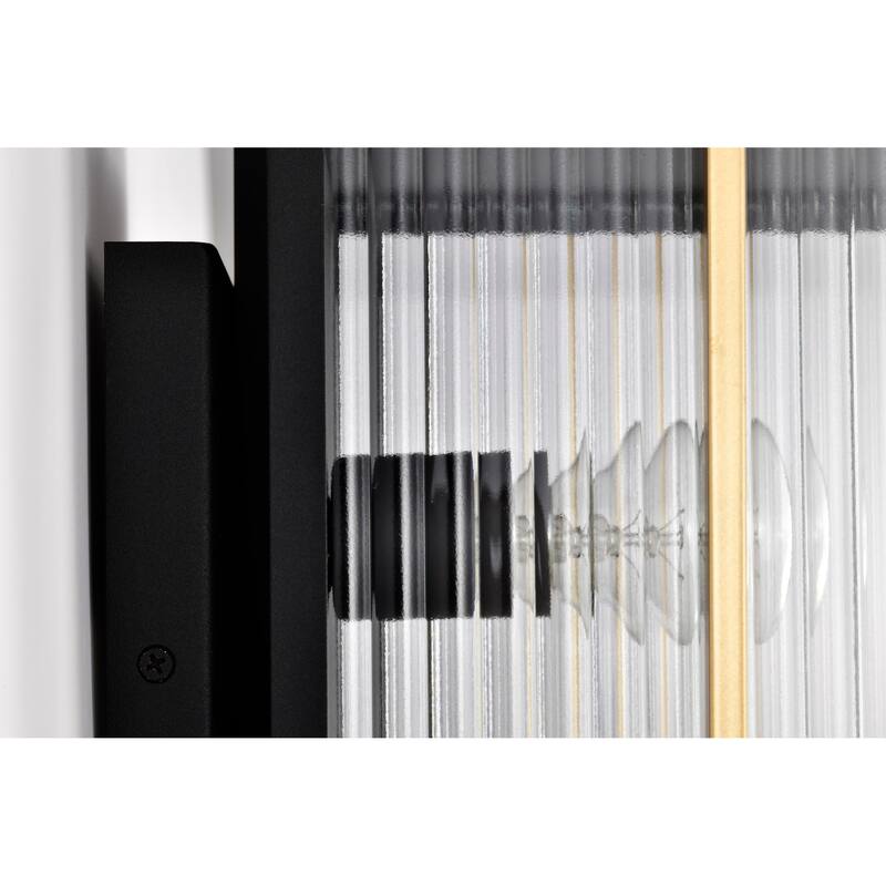 Holden Large Outdoor Lantern Gold and Black Finish Clear Glass - Black / Gold