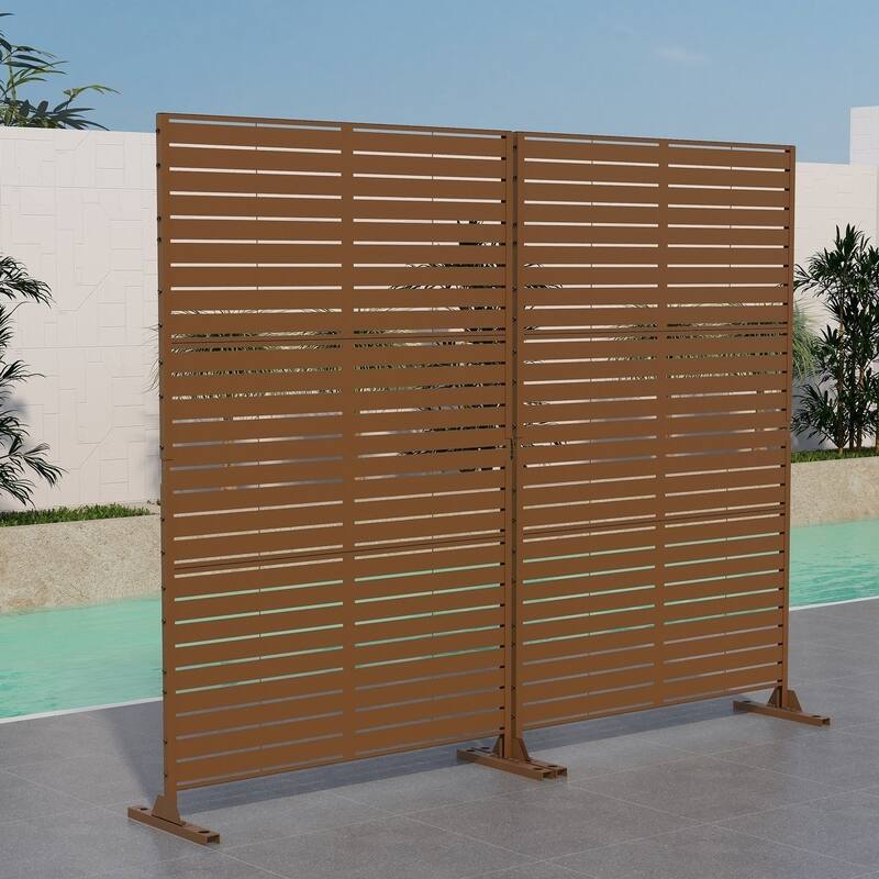 Free Standing Metal Privacy Screen Panel Decorative Outdoor Privacy Screen - 72"H x 47"W