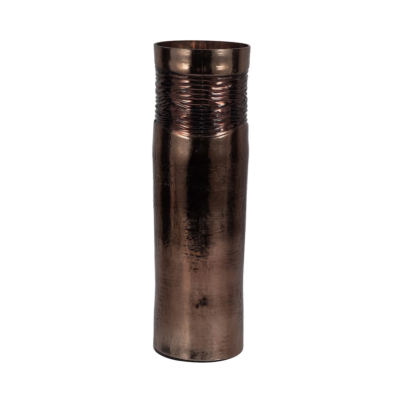 Sagebrook Home Modern Glass Bronze Cylinder Textured Enamel Vase