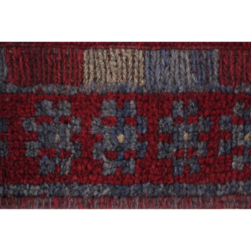 Hand Knotted Oriental 100% Wool Carpet Traditional Tribal Navy Blue & Blues Balouch Runner Rug - 8' 8'' X 1' 11''