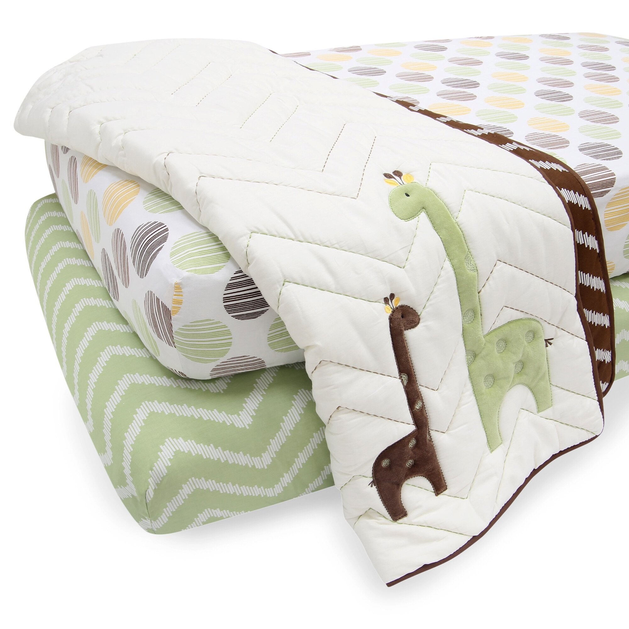 Shop Lambs Ivy Giraffe White Brown Green 3 Piece 100 Cotton
