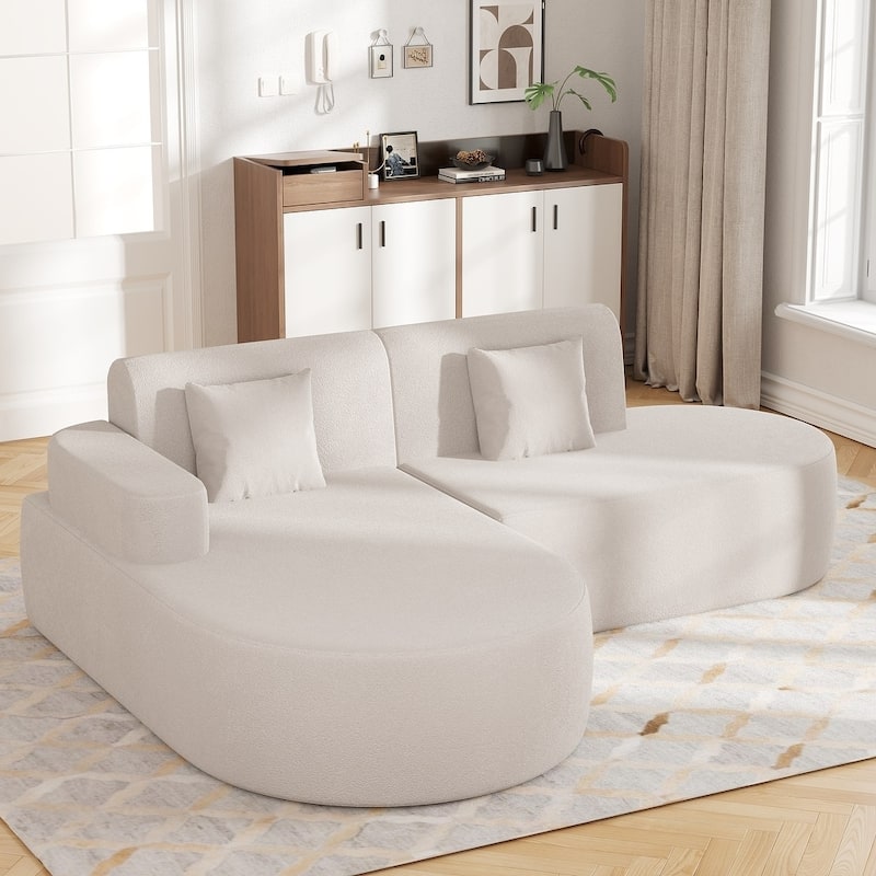 EROMMY Corner Sofa, Modern L-Shaped Sectional Couch with Chaise Lounge, Deep Seat Soft Upholstered Sofa for Living Room Bedroom.