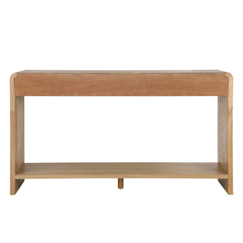 Modern 59" Console Table with 3 Drawers, Vertical Slats and Round Edge Design for Entryway or Hallway