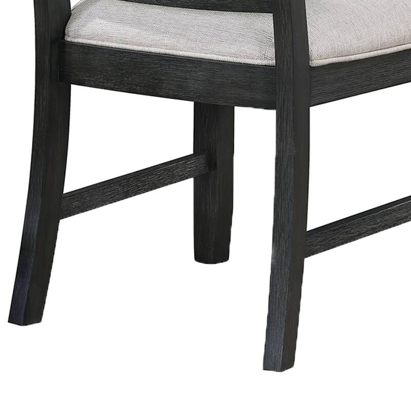 Jackson 19 Inch Side Chair Set of 2, Black Wood Frame, Off White Poly Linen