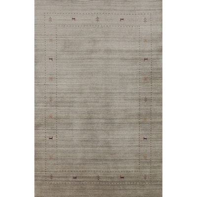 Hand Knotted Oriental 100% Wool Carpet Tribal Animal Pictorial Beige & Ivories Gabbeh Area Rug - 7' 9'' X 5' 1''