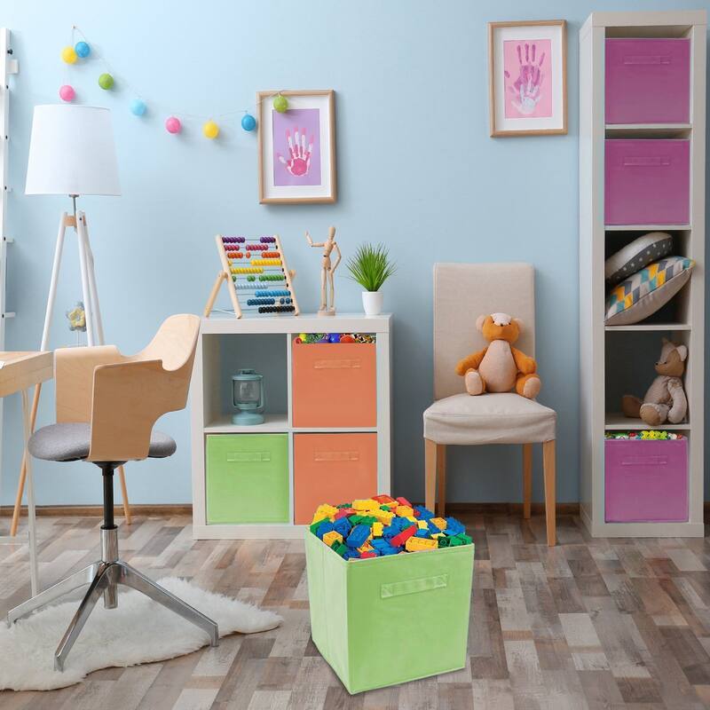 Home Storage Bundle - Drawer and Closet Bins, Purple, Green, Orange (6 Pack)