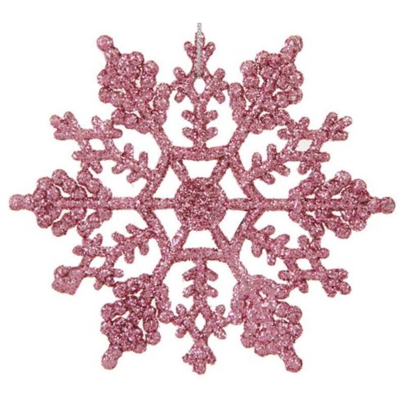 24ct Glitter Snowflake Christmas Ornaments 4"