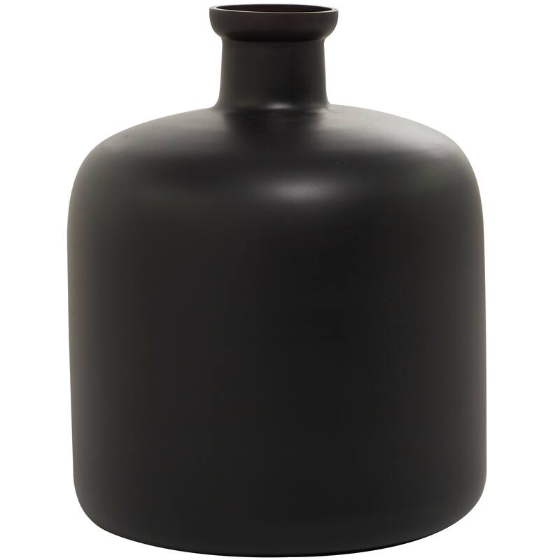 Black Glass Decorative Vase - 10"W, 12"H