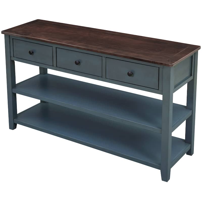 Retro Design Console Table with Two Open Shelves