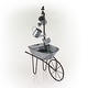 preview thumbnail 8 of 12, Alpine Corporation 36" Tall Rustic Wheelbarrow and Watering Can Fountain Yard Decoration