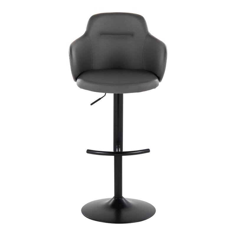 Strick & Bolton Iglabo Adjustable Bar Stool (Set of 2) - Grey Faux Leather/Black Rounded T
