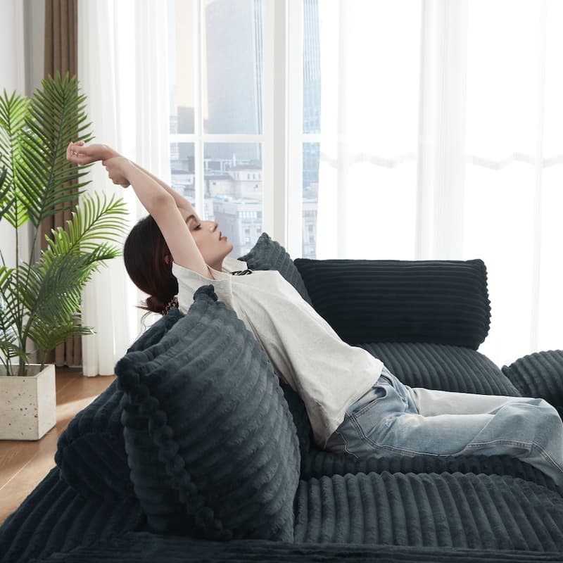 109.4" L-Shaped Cloud Sectional Sofa with Ottoman, No Assembly Required